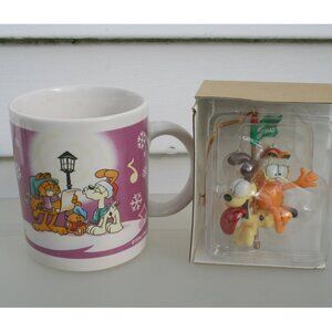 Garfield Coffee Mug with Holiday Christmas Ornament Gift Set NIB LOT 1